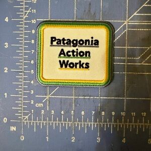 Patagonia Action Works Patch with Green and Yellow Border